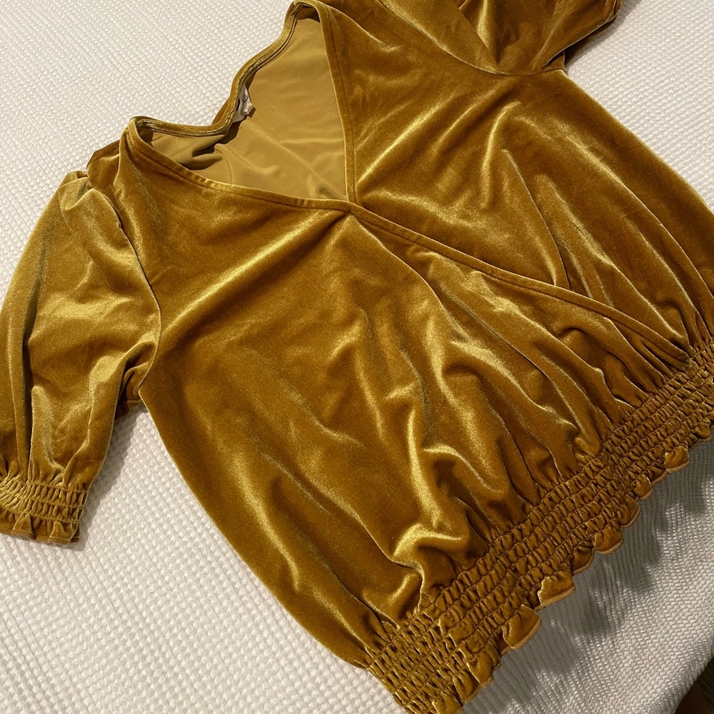 Madewell Gold Velvet Wrap Top
